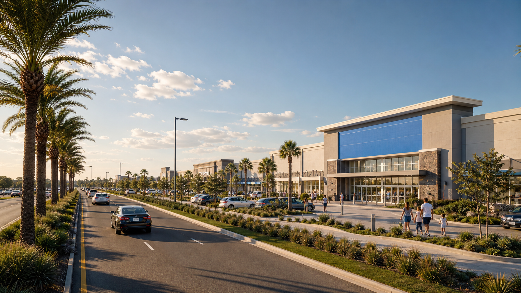 Visualización conceptual de un nuevo corredor comercial en St. Cloud, Florida